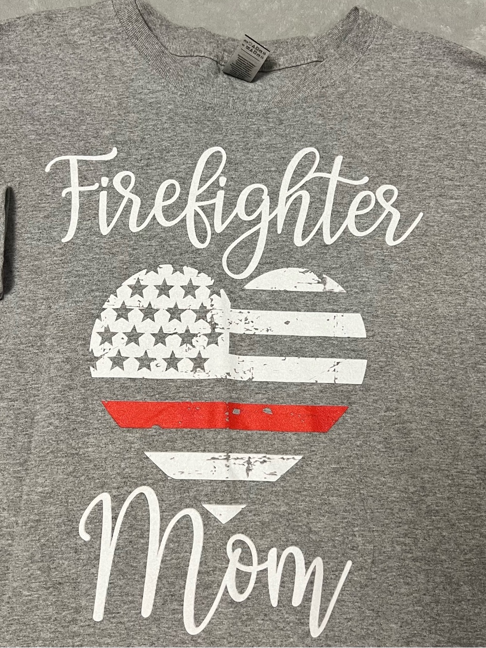 Gildan Gray Women’s “Firefighter Mom" Graphic Tee with Red Accent 4XL